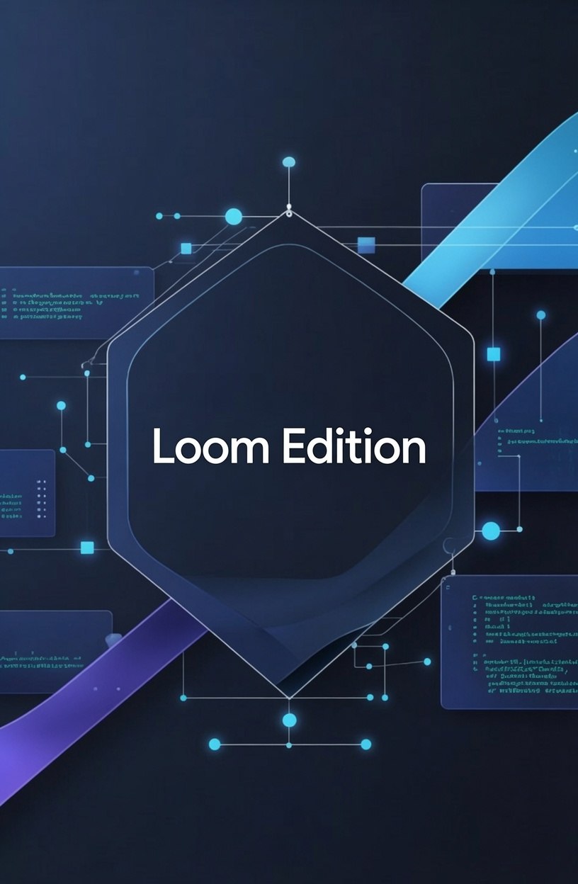 3D illustration of stacked geometric shapes with 'Loom Edition' text on a dark background