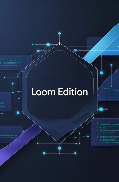 3D illustration of stacked geometric shapes with 'Loom Edition' text on a dark background